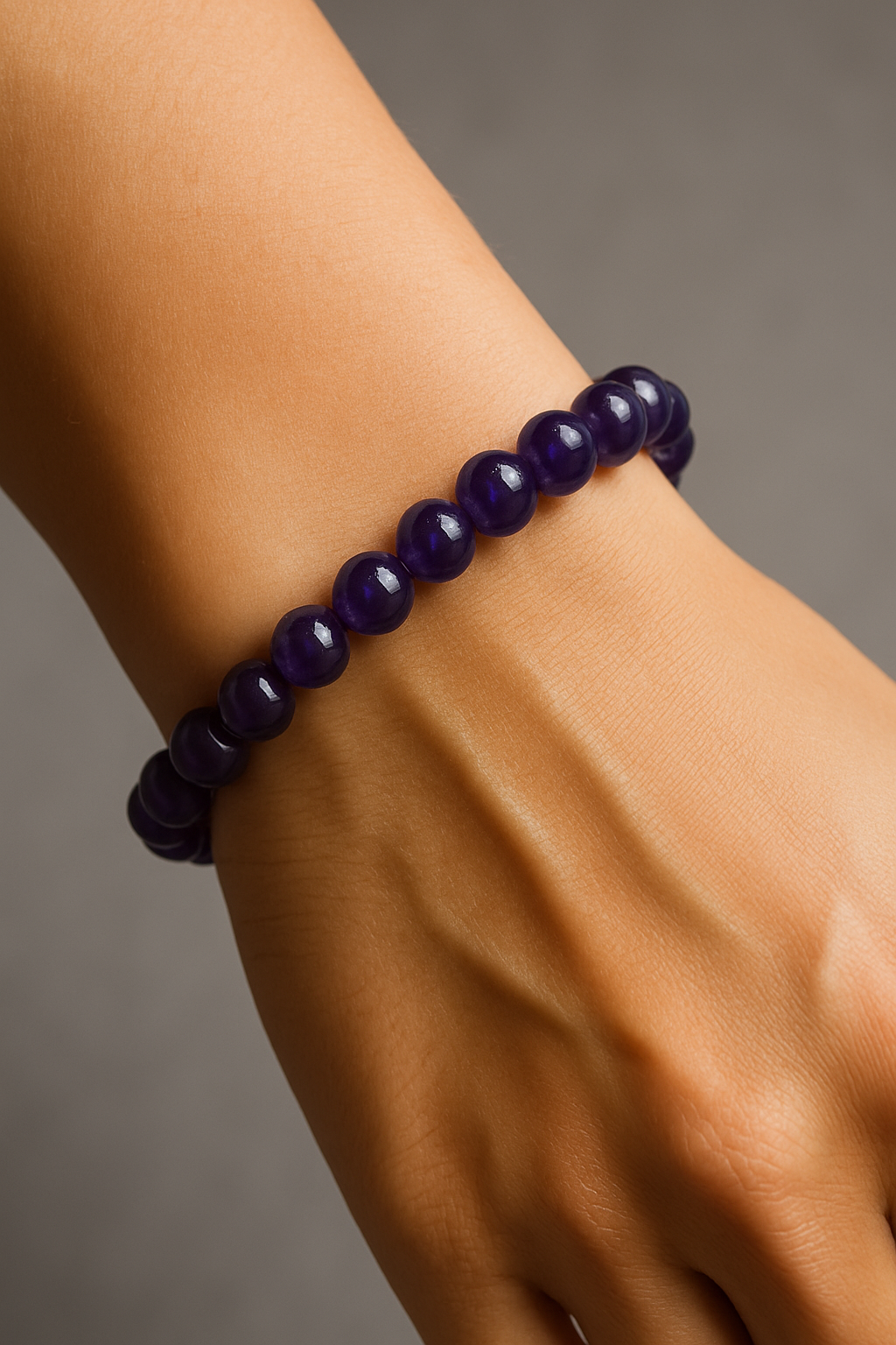 Bracelet en Améthyste Naturelle - 6mm,8mm,10 mm. -Qualité extra à A
