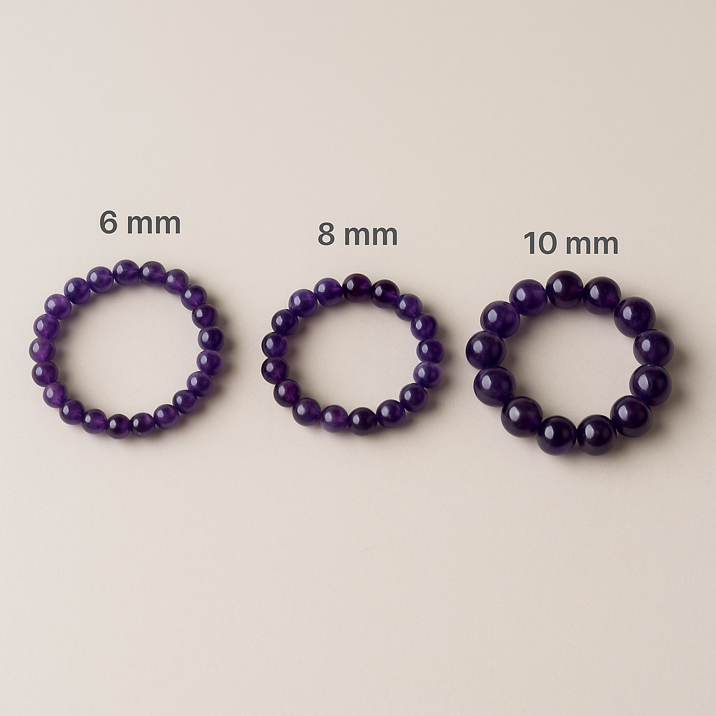 Bracelet en Améthyste Naturelle - 6mm,8mm,10 mm. -Qualité extra à A