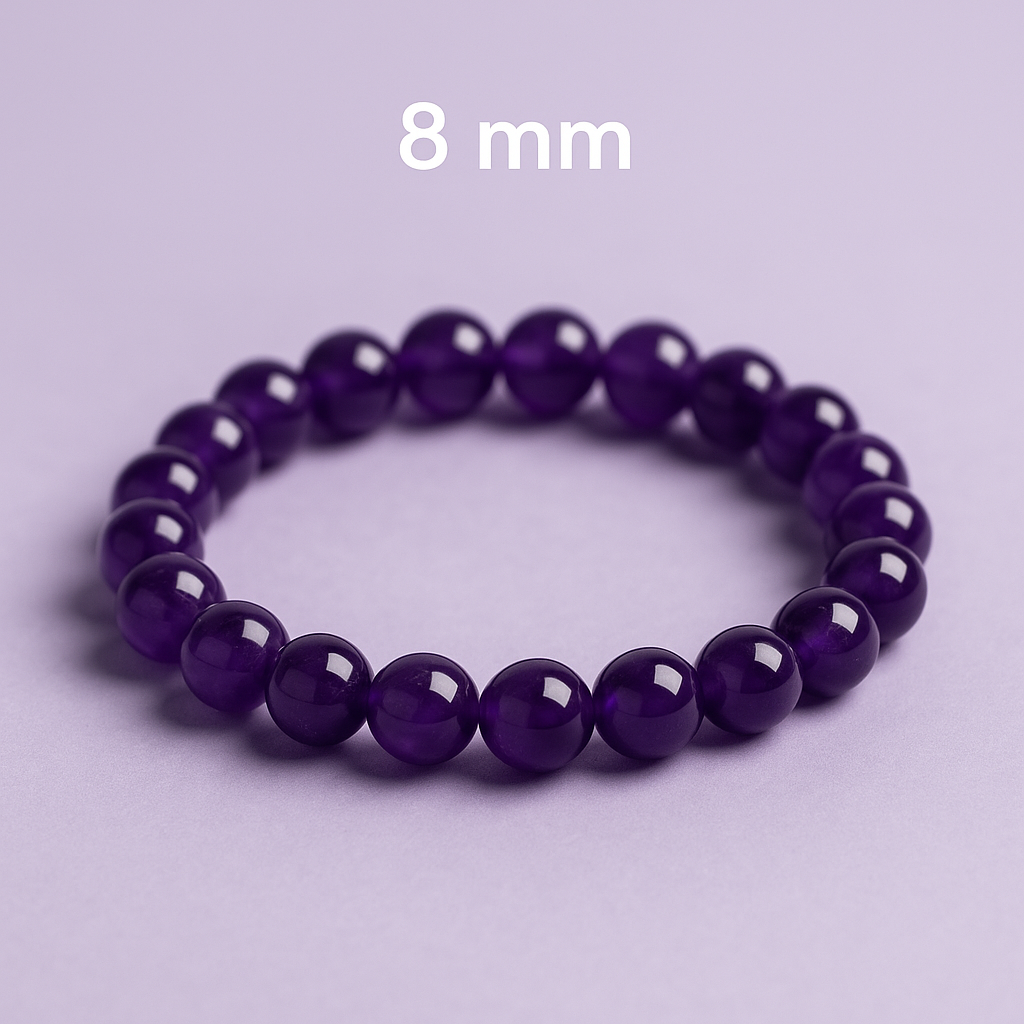 Bracelet en Améthyste Naturelle - 6mm,8mm,10 mm. -Qualité extra à A