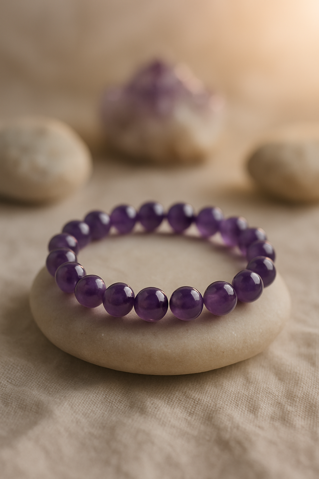 Bracelet en Améthyste Naturelle - 6mm,8mm,10 mm. -Qualité extra à A