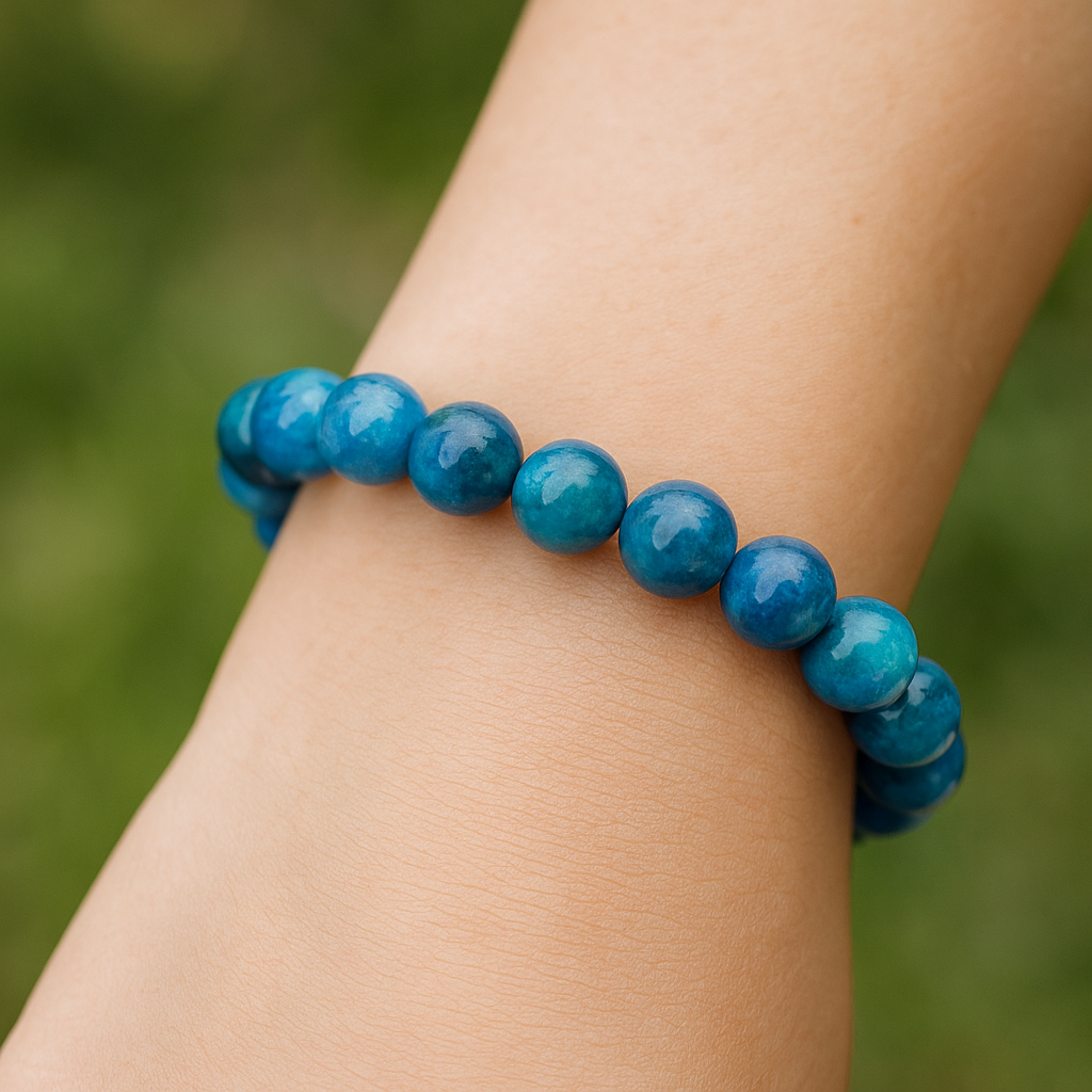 🔹 Bracelet en Apatite Bleue – 6 mm, 8 mm, 10 mm – Qualité extra à AA