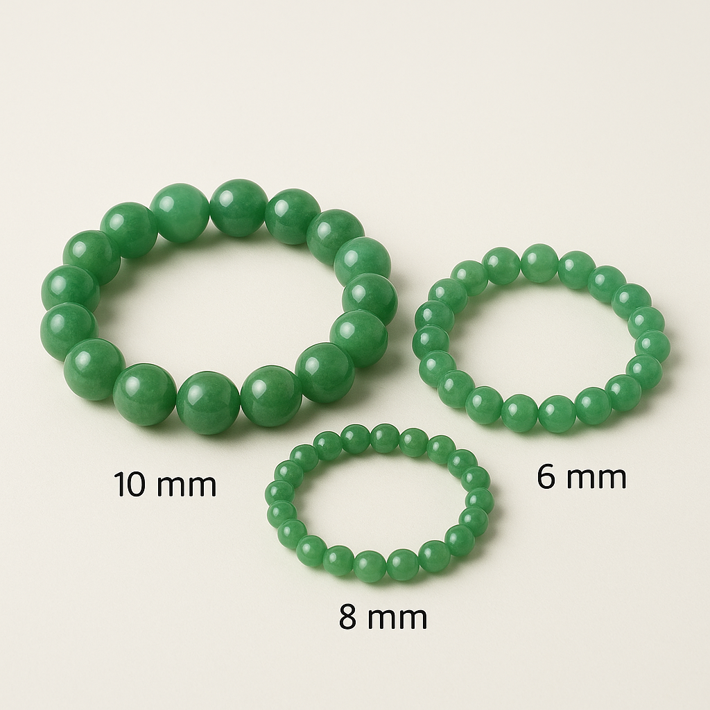 🟩 Bracelet en Aventurine Verte Naturelle – 6 mm, 8 mm, 10 mm – Qualité extra à A.