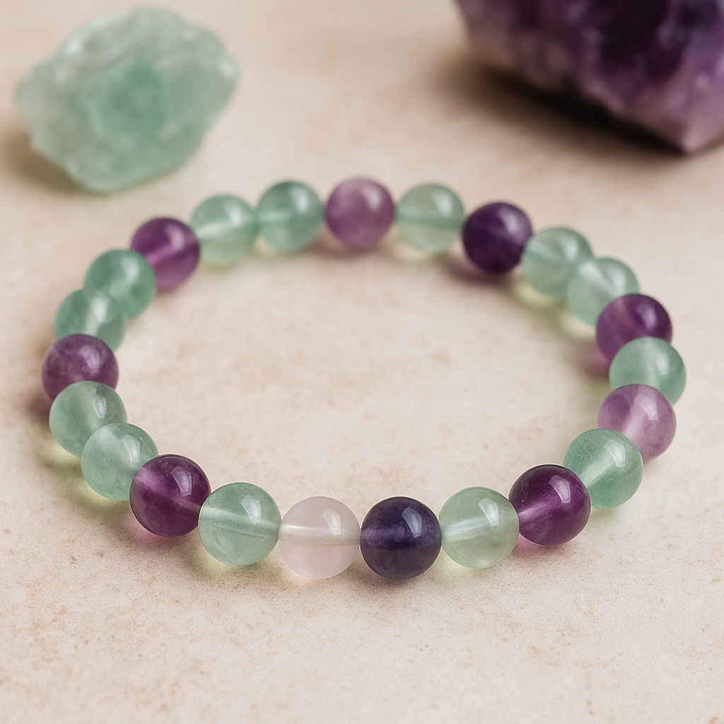 đ Bracelet en Fluorite â 6 mm, 8 mm, 10 mm â QualitĂ© extra Ă AA