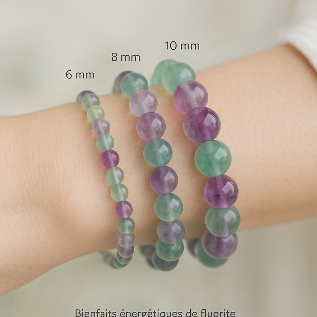 đ Bracelet en Fluorite â 6 mm, 8 mm, 10 mm â QualitĂ© extra Ă AA