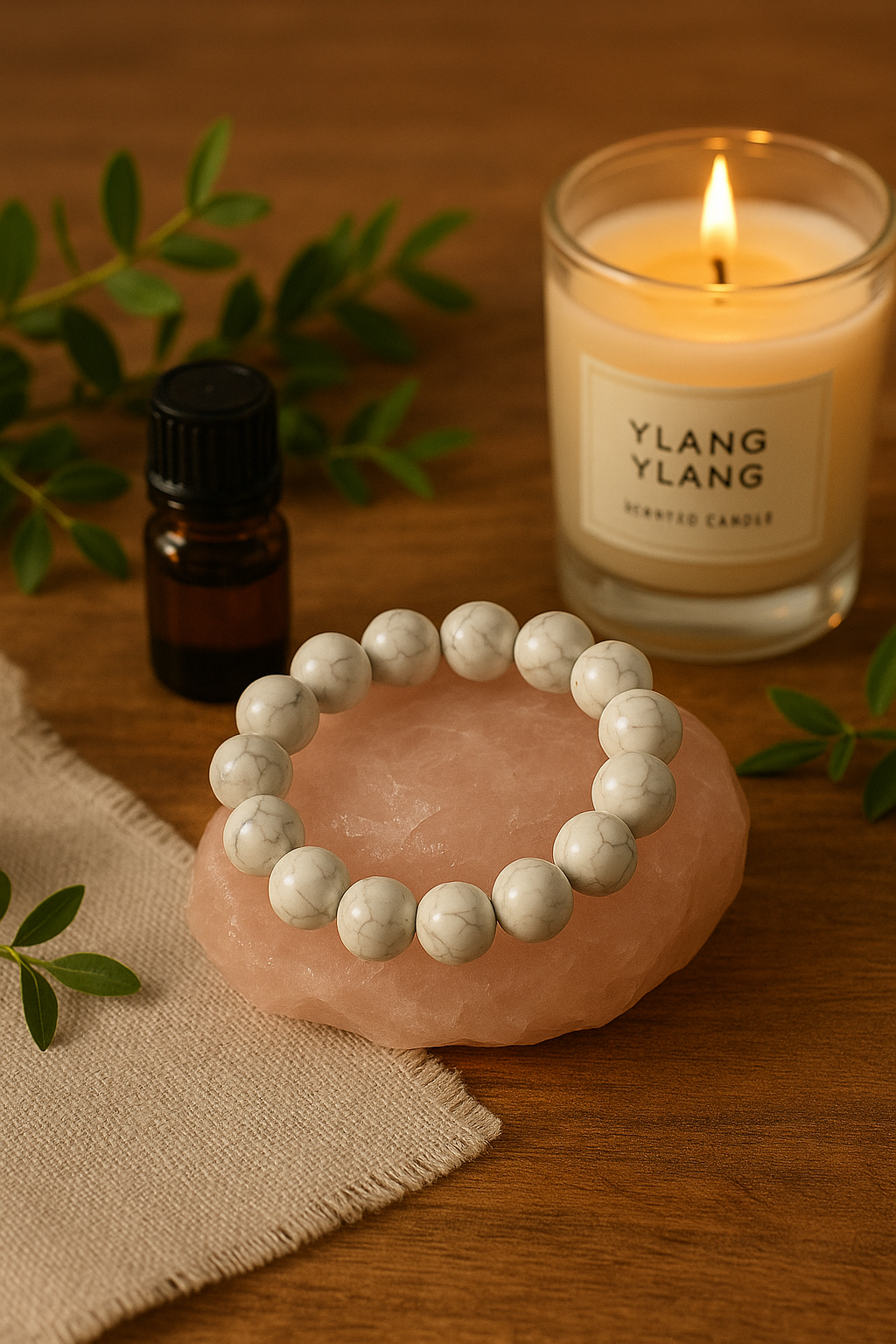 đ€ Bracelet en Howlite Blanche â 6 mm, 8 mm, 10 mm â QualitĂ© A Ă AA