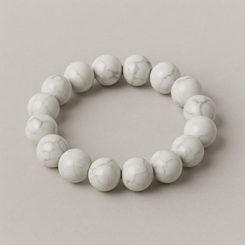 đ€ Bracelet en Howlite Blanche â 6 mm, 8 mm, 10 mm â QualitĂ© A Ă AA