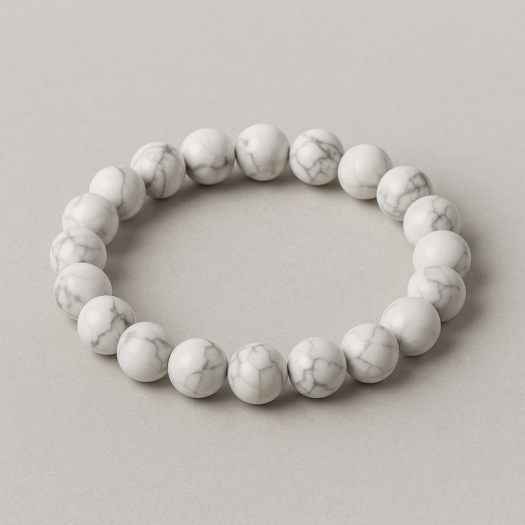 đ€ Bracelet en Howlite Blanche â 6 mm, 8 mm, 10 mm â QualitĂ© A Ă AA
