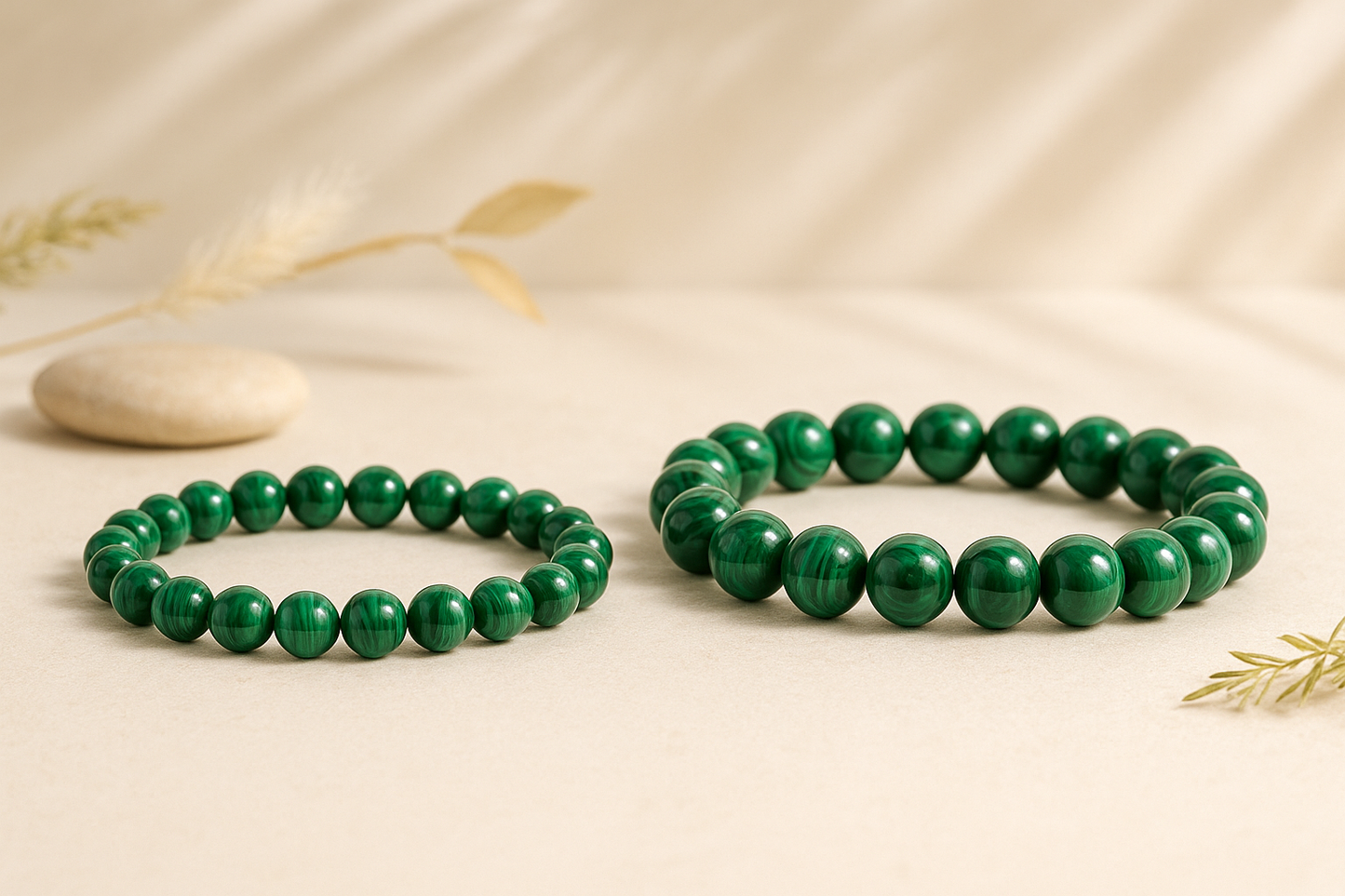 🌿 Bracelet en Malachite – 6 mm, 8 mm, 10 mm -Qualité extra à AA