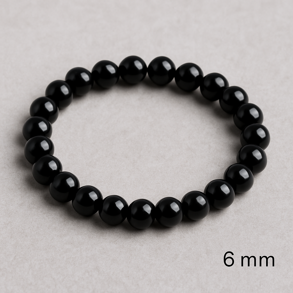 🖤 Bracelet en Obsidienne Noire – 6 mm, 8 mm, 10 mm – Qualité A à AA
