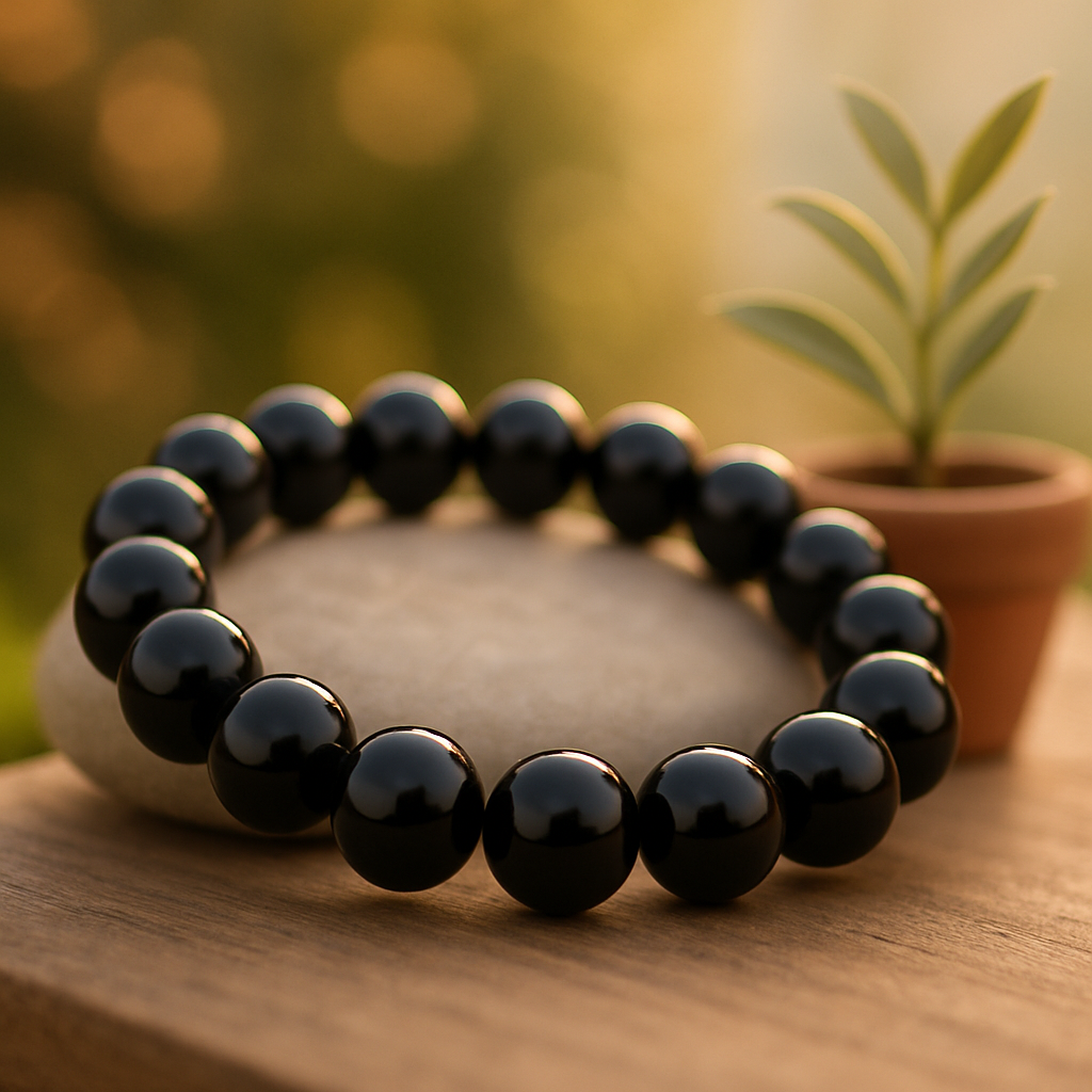 🖤 Bracelet en Onyx Noir Naturel – 6 mm, 8 mm, 10 mm – Qualité extra à A