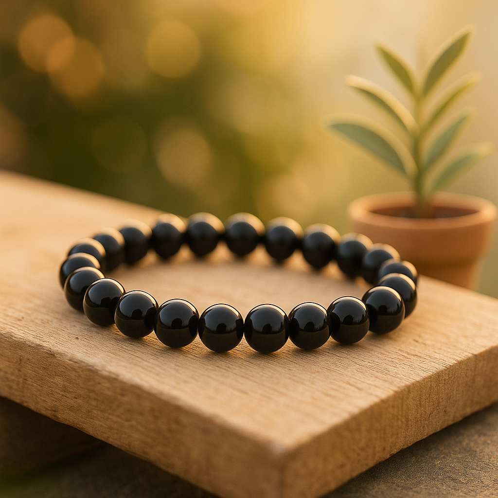 🖤 Bracelet en Onyx Noir Naturel – 6 mm, 8 mm, 10 mm – Qualité extra à A