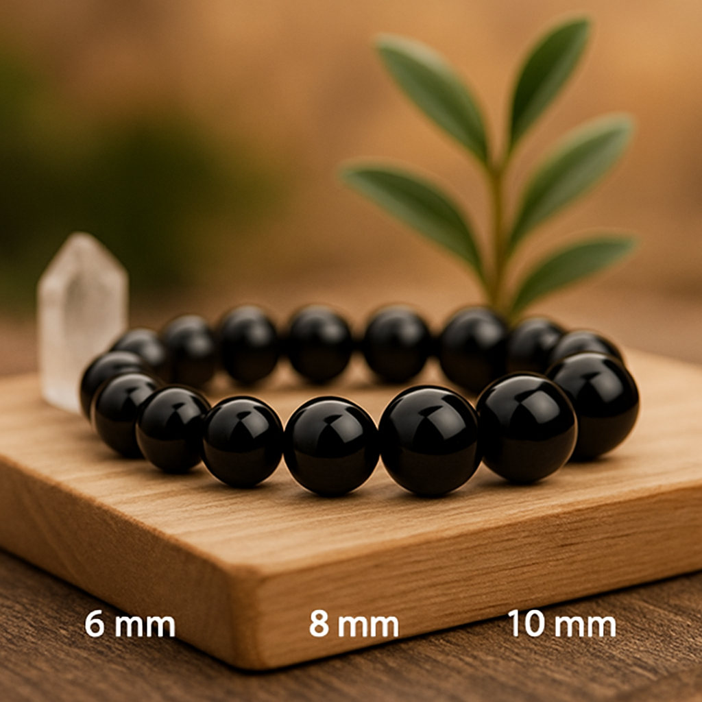 🖤 Bracelet en Onyx Noir Naturel – 6 mm, 8 mm, 10 mm – Qualité extra à A