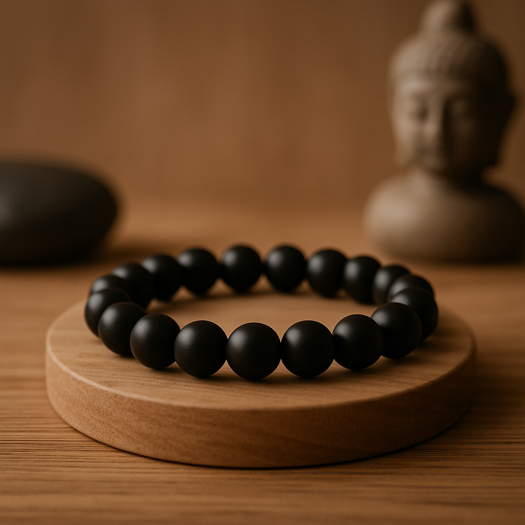 🖤 Bracelet en Onyx Noir Naturel – 6 mm, 8 mm, 10 mm – Qualité extra à A
