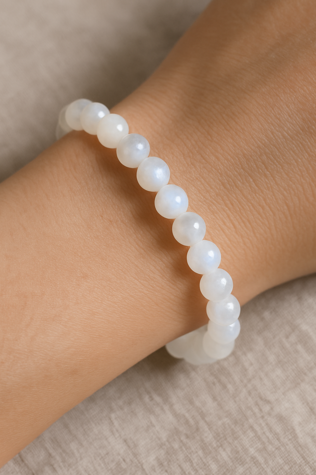 🌙 Bracelet en Pierre de Lune – 6 mm, 8 mm, 10 mm – Qualité A à AA