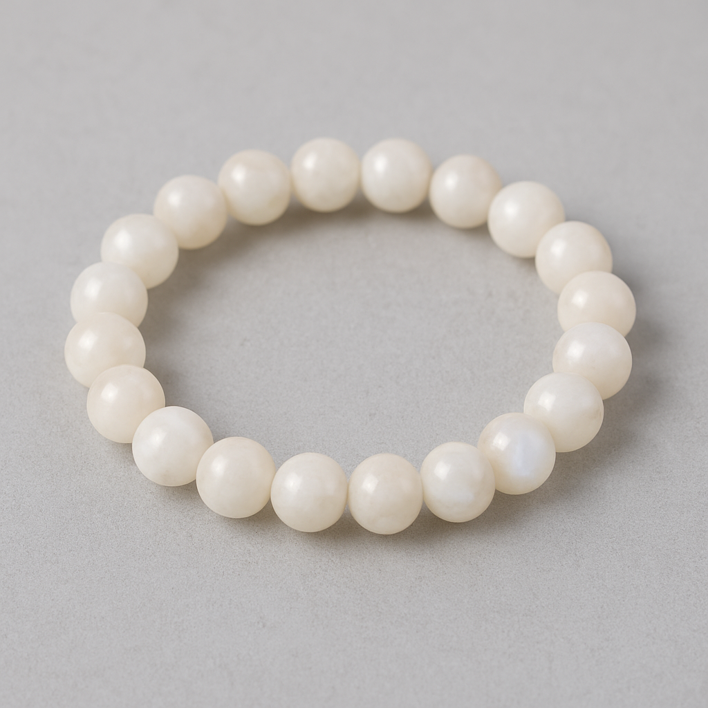 🌙 Bracelet en Pierre de Lune – 6 mm, 8 mm, 10 mm – Qualité A à AA