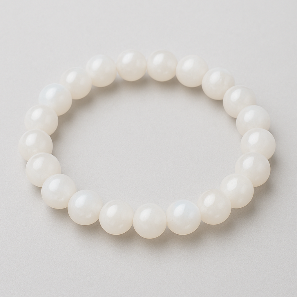 🌙 Bracelet en Pierre de Lune – 6 mm, 8 mm, 10 mm – Qualité A à AA