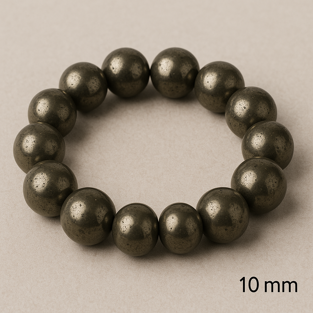 ✨ Bracelet en Pyrite – 6 mm, 8 mm, 10 mm – Qualité extra à AA
