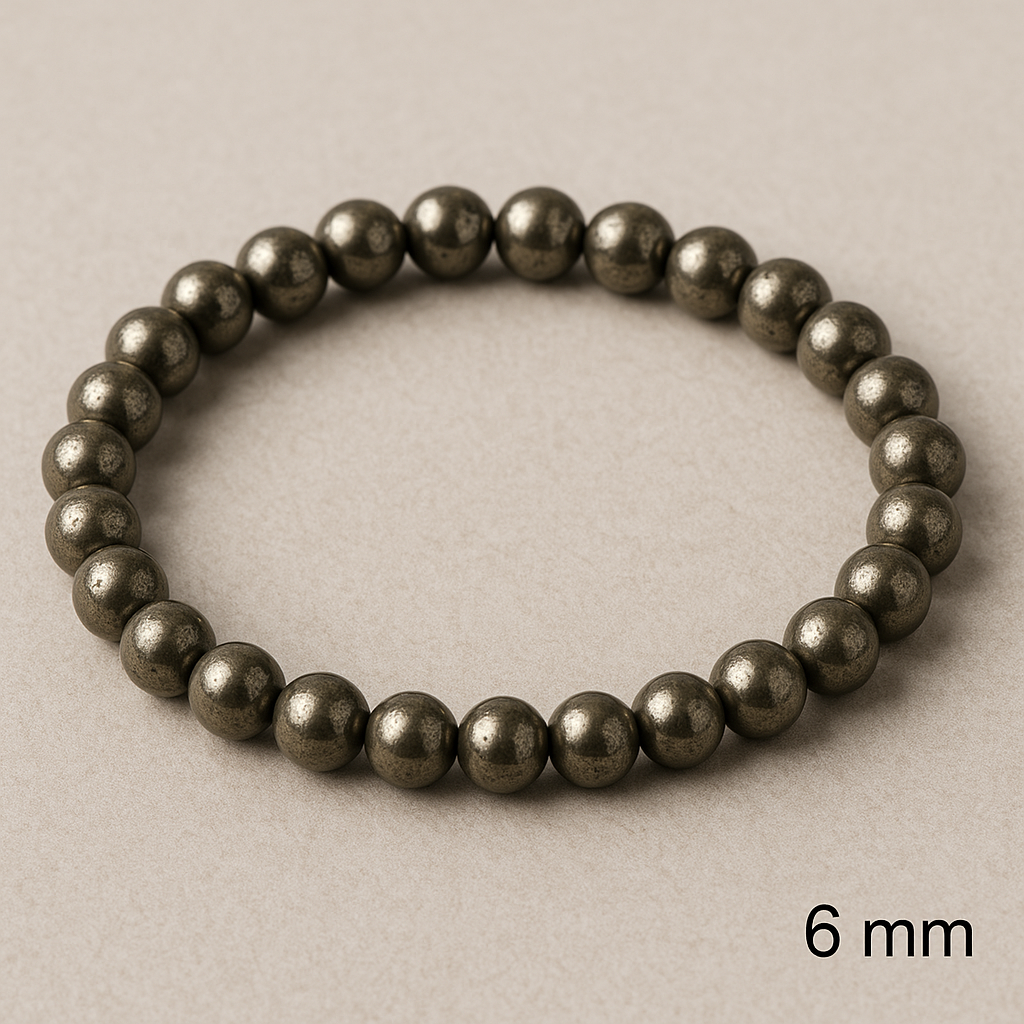 ✨ Bracelet en Pyrite – 6 mm, 8 mm, 10 mm – Qualité extra à AA