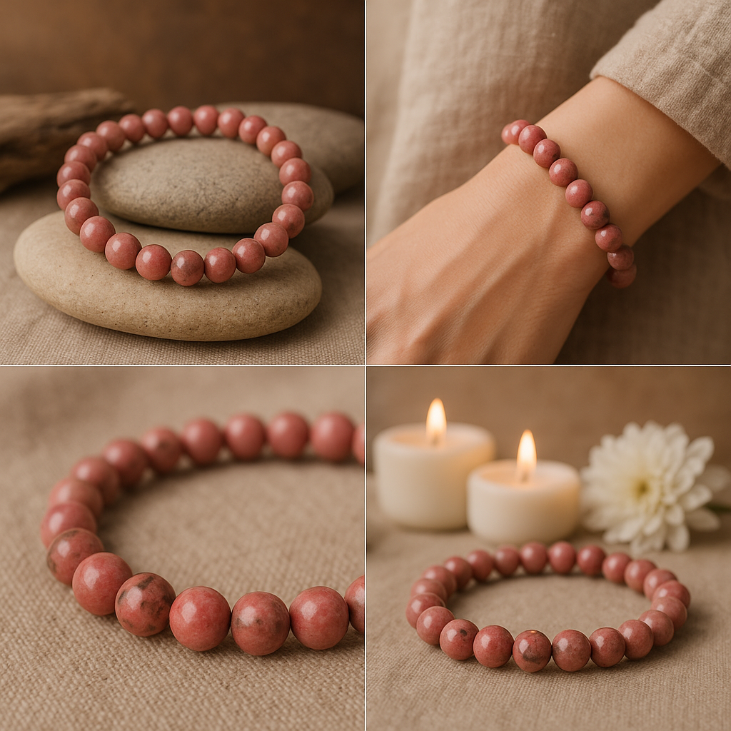 đ Bracelet en Rhodonite â 6 mm, 8 mm, 10 mm â QualitĂ© A Ă AA