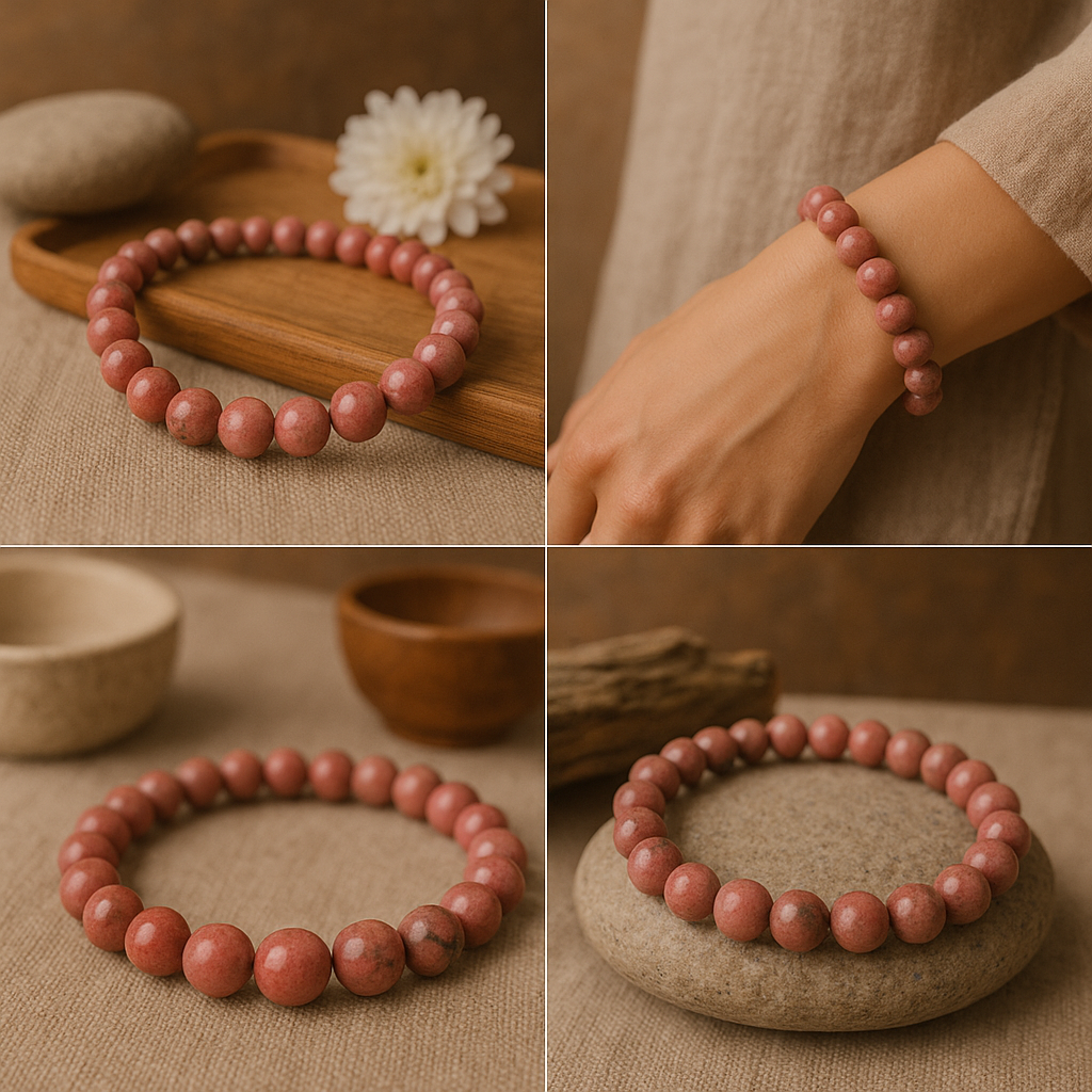 đ Bracelet en Rhodonite â 6 mm, 8 mm, 10 mm â QualitĂ© A Ă AA