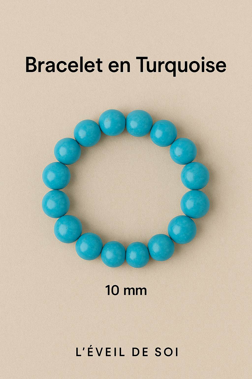 🟦 Bracelet en Turquoise Naturelle – 6 mm, 8 mm, 10 mm – Qualité extra A à AA