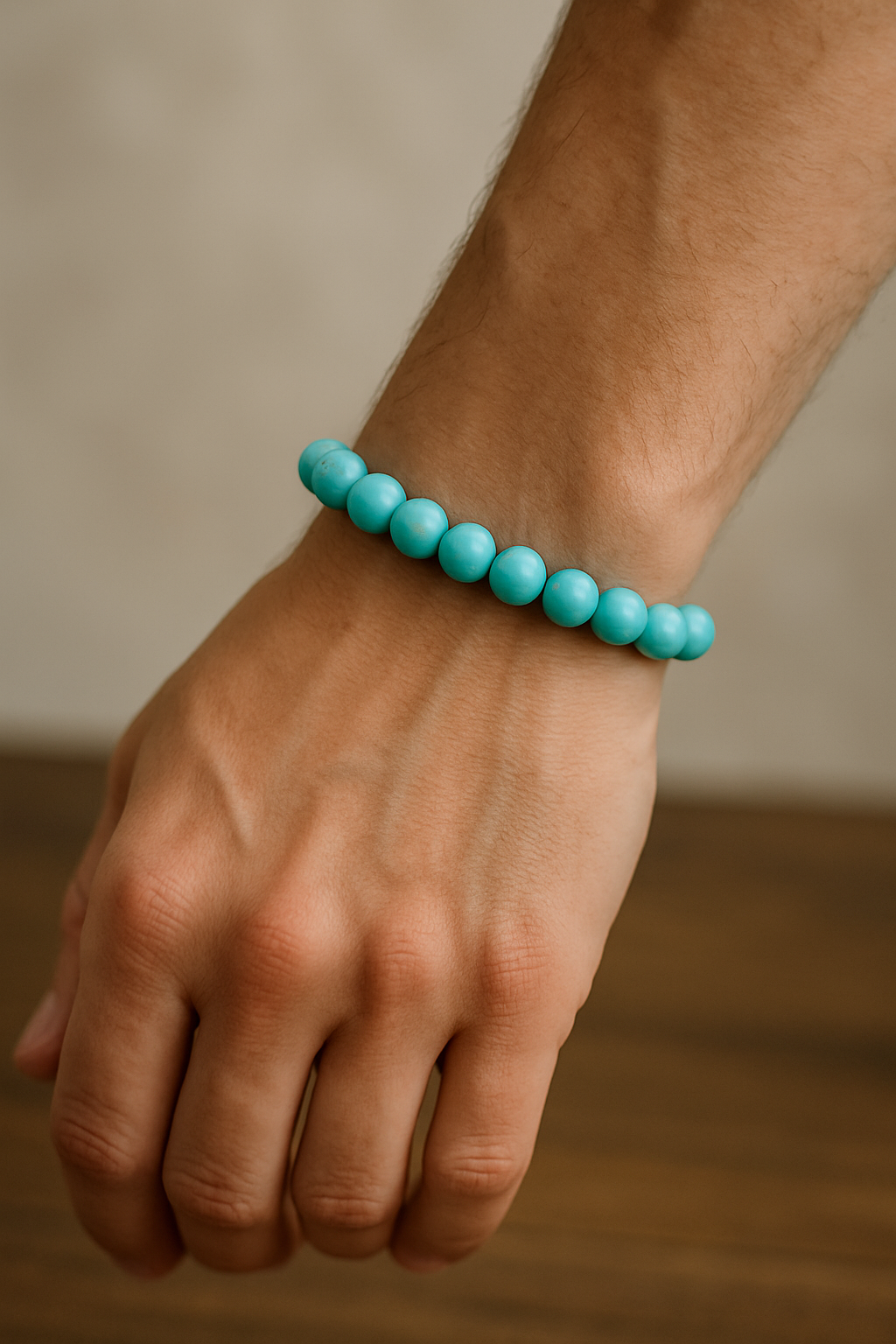 🟦 Bracelet en Turquoise Naturelle – 6 mm, 8 mm, 10 mm – Qualité extra A à AA