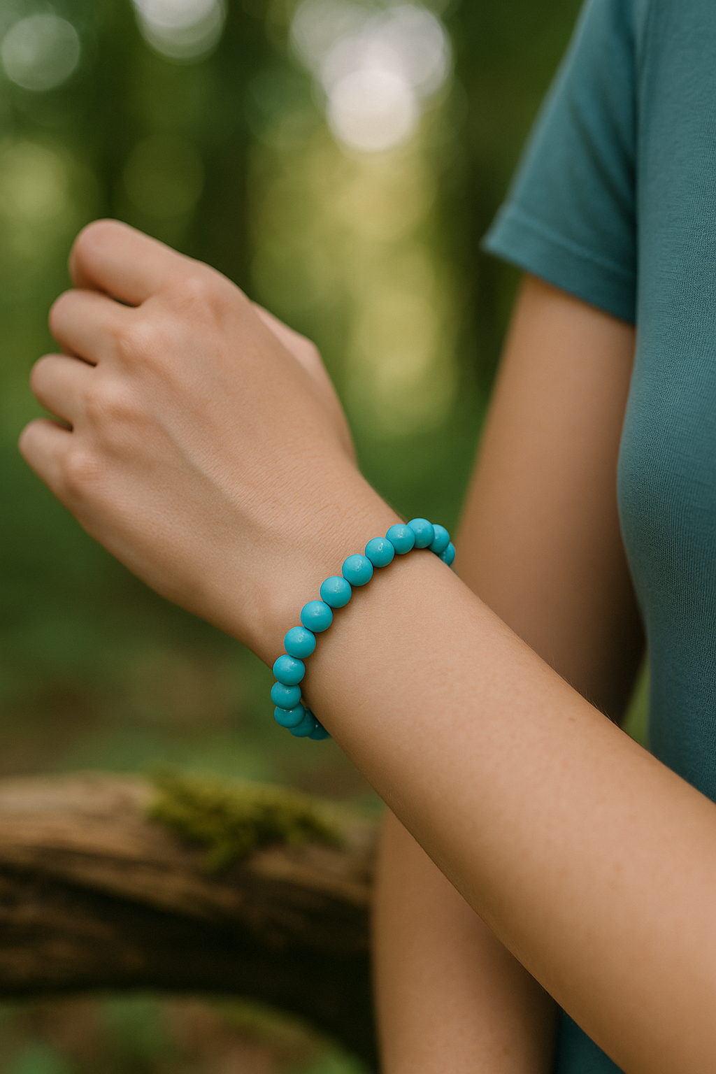 🟦 Bracelet en Turquoise Naturelle – 6 mm, 8 mm, 10 mm – Qualité extra A à AA