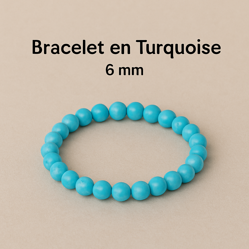 🟦 Bracelet en Turquoise Naturelle – 6 mm, 8 mm, 10 mm – Qualité extra A à AA