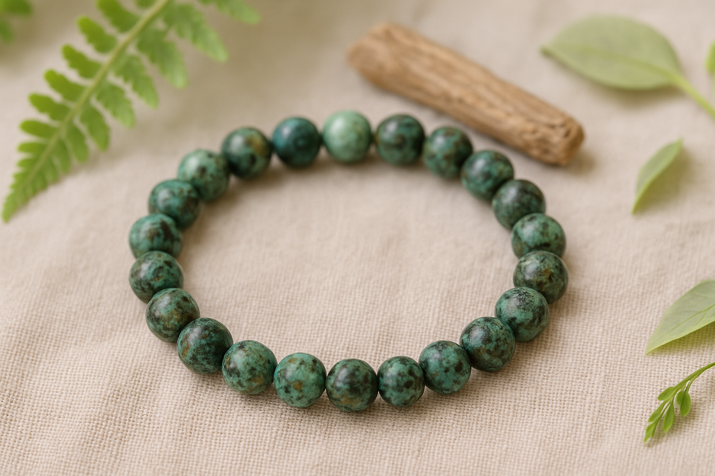 🟩 Bracelet en Turquoise Africaine – 6 mm, 8 mm, 10 mm – Qualité A à AA