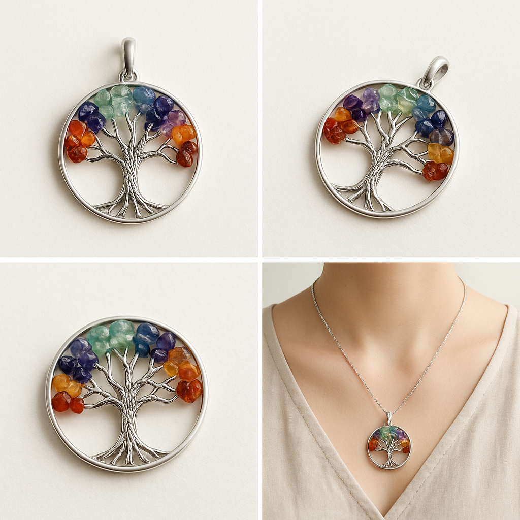 pendentif Arbre de Vie 7 Chakras- Energie, Harmonie & Equilibre