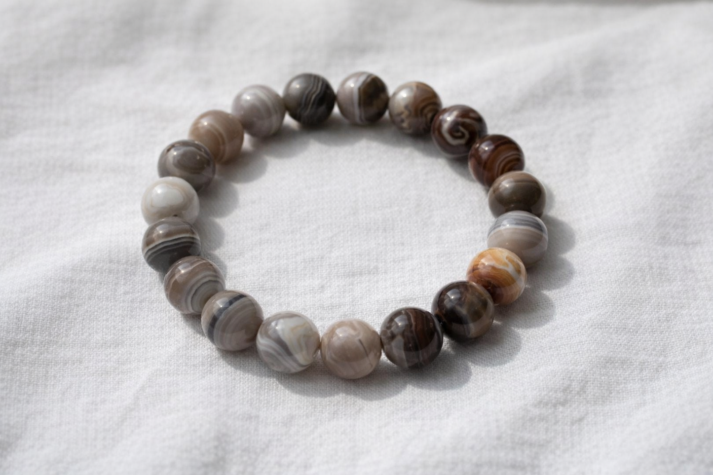 Bracelet Agathe du Botswana – Perles 10 mm – Qualité AA