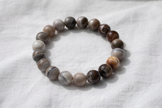 Bracelet Agathe du Botswana – Perles 10 mm – Qualité AA