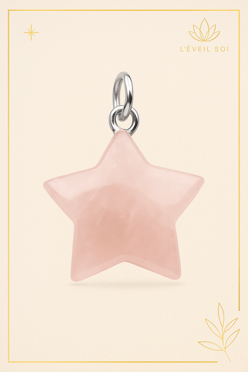 Pendentif Étoile en Quartz Rose – 20 mm