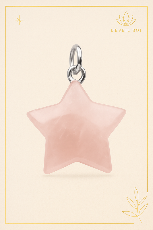 Pendentif Étoile en Quartz Rose – 20 mm