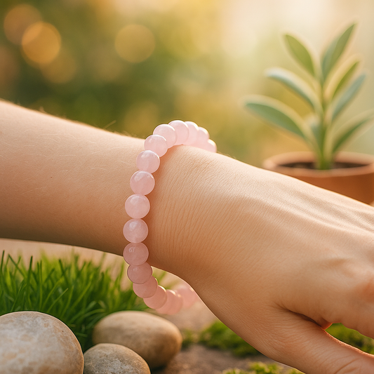 Bracelet en Quartz Rose Naturel-6mm,8 mm,10 mm-Qualité extra à A