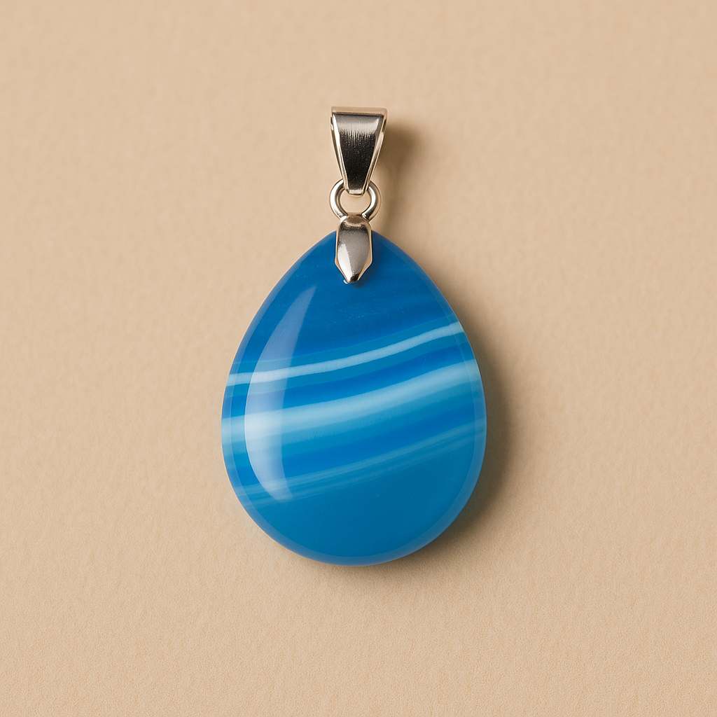 Pendentif Agate Bleue – Forme Goutte | Harmonie & Communication