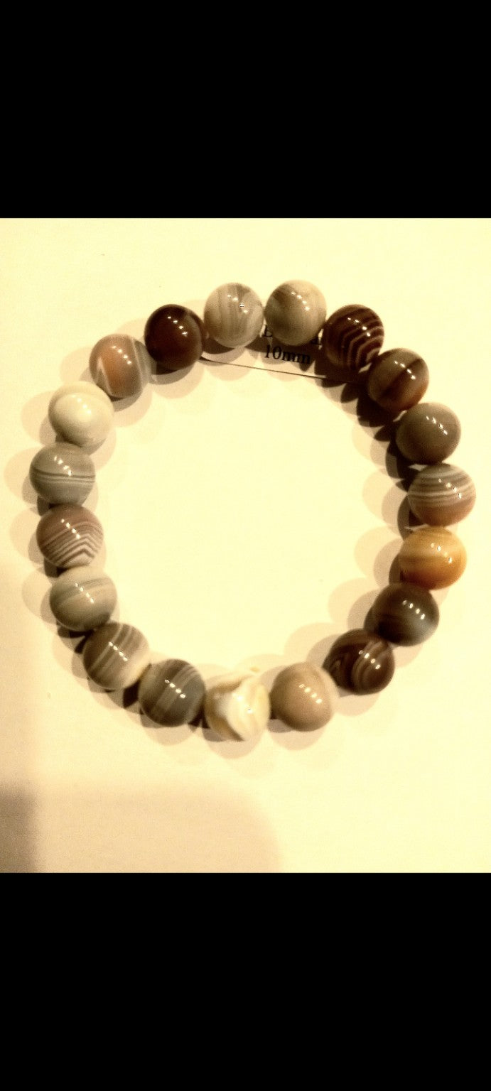 Bracelet Agathe du Botswana – Perles 10 mm – Qualité AA