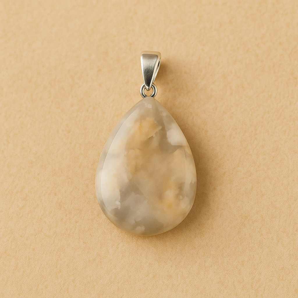 Pendentif Agate Fleur – Forme Goutte | Harmonie & Douceur