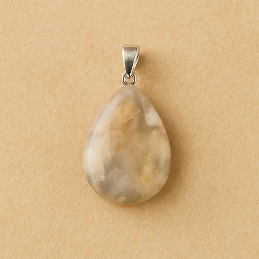 Pendentif Agate Fleur – Forme Goutte | Harmonie & Douceur