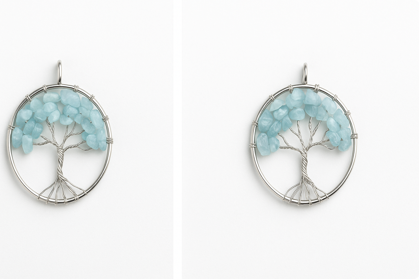 Pendentif Arbre de Vie en Aigue marine- Douceur & Communication