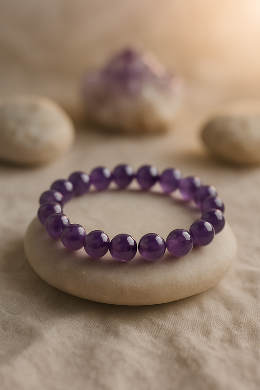 Bracelet en Améthyste Naturelle - 6mm,8mm,10 mm. -Qualité extra à A