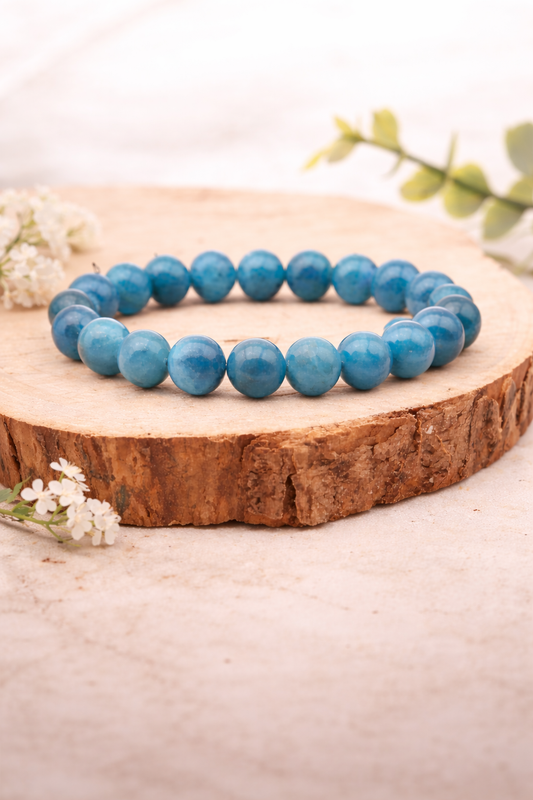 Bracelet en Apatite Bleue Naturelle 10 mm – Communication & Clarté