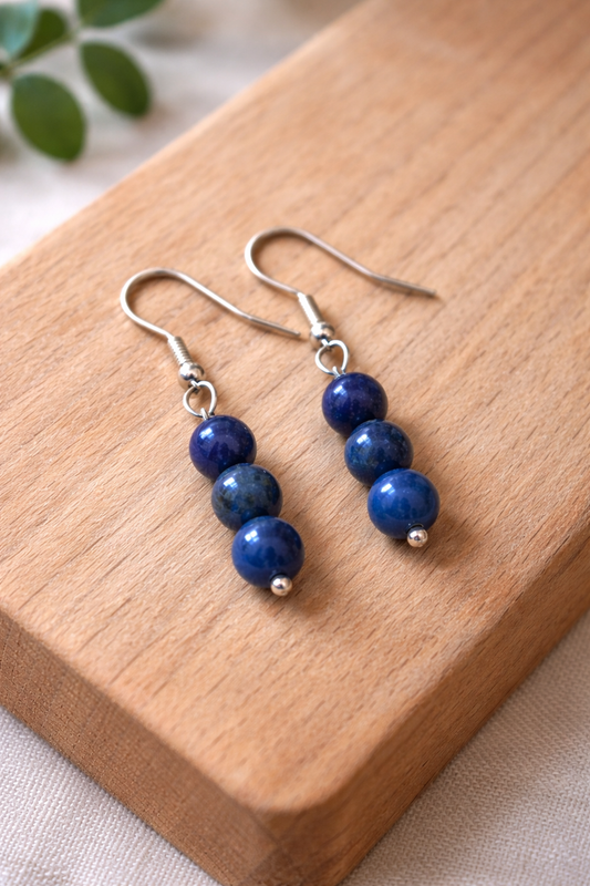 Boucles d’oreilles en perles bleues – style naturel
