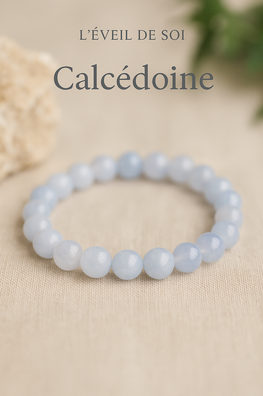 💎 Bracelet en Calcédoine – 6 mm, 8 mm, 10 mm – Qualité extra, A à AA