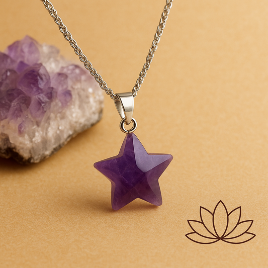 Pendentif Étoile en Améthyste – Apaisement & Intuition – 20 mm