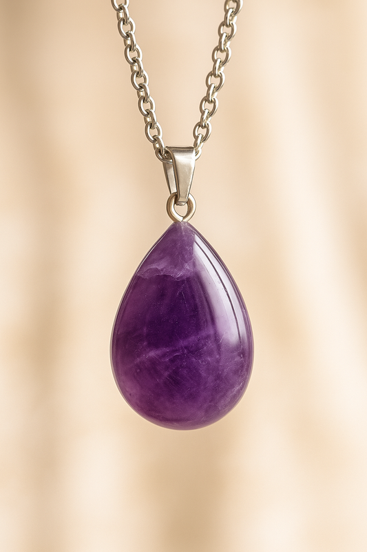 Pendentif Améthyste – Goutte d’Eau | Sérénité, Spiritualité & Protection