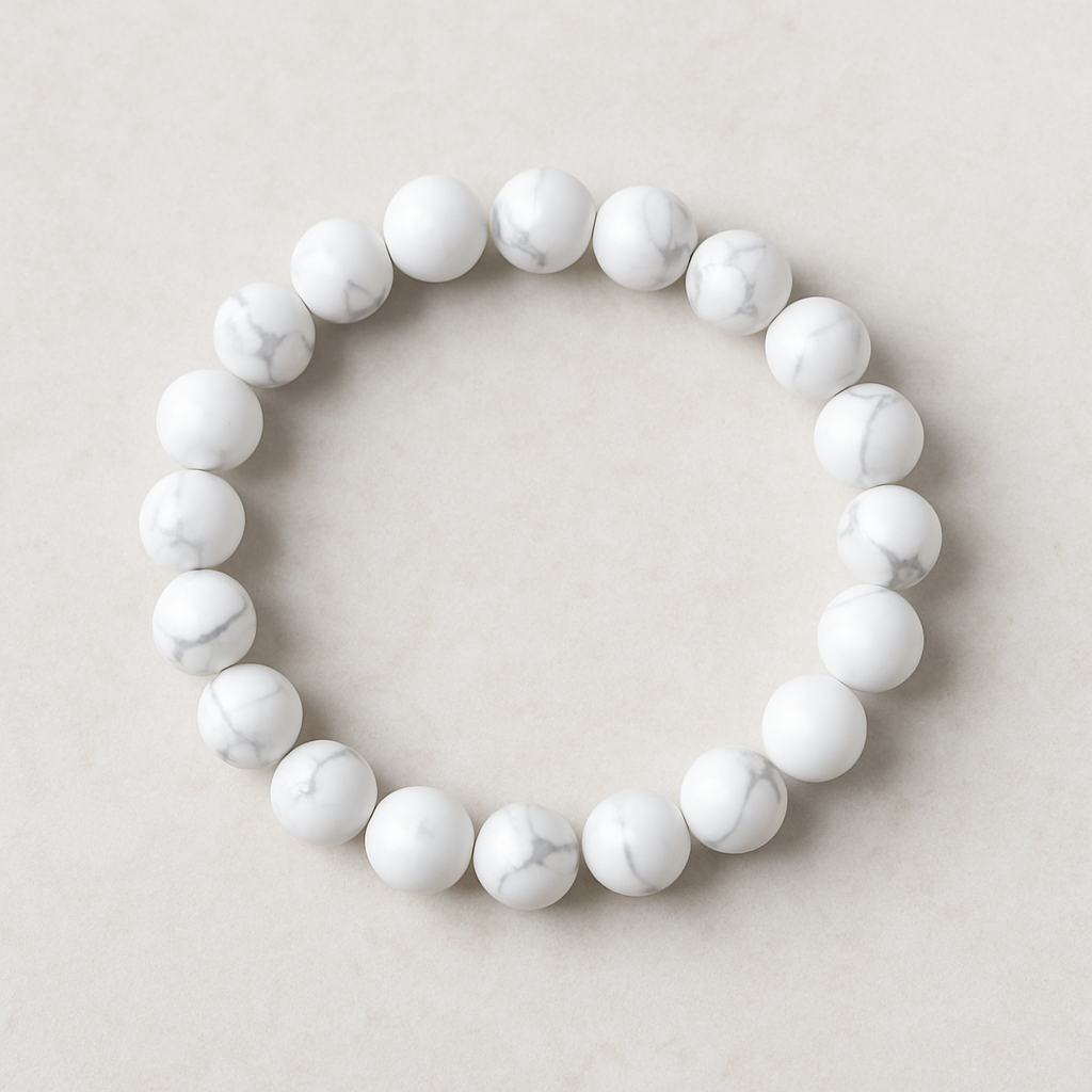 🤍 Bracelet en Howlite Blanche – 6 mm, 8 mm, 10 mm – Qualité A à AA