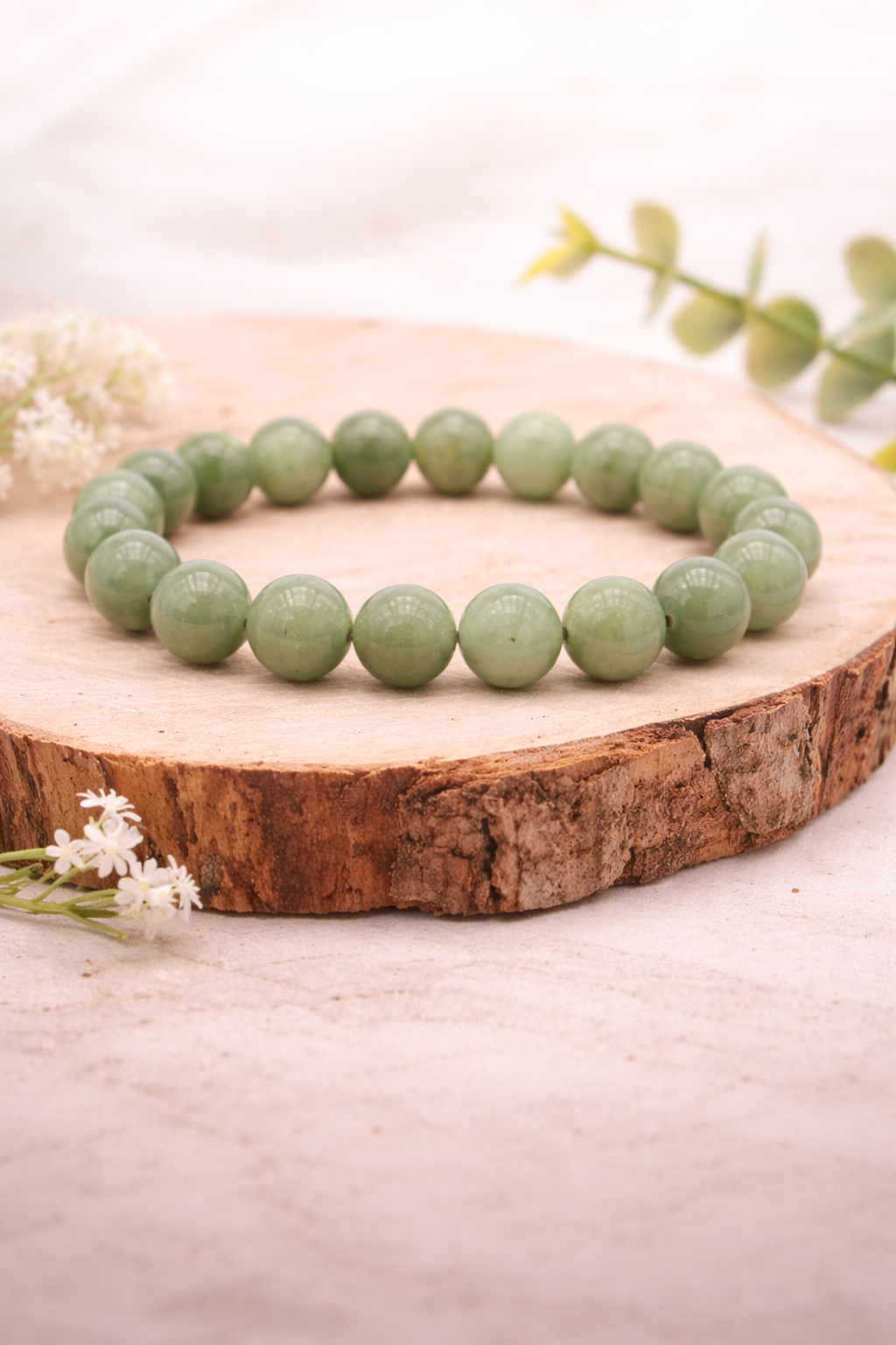 Bracelet en Jade Néphrite Naturel 10 mm – Harmonie & Sérénité