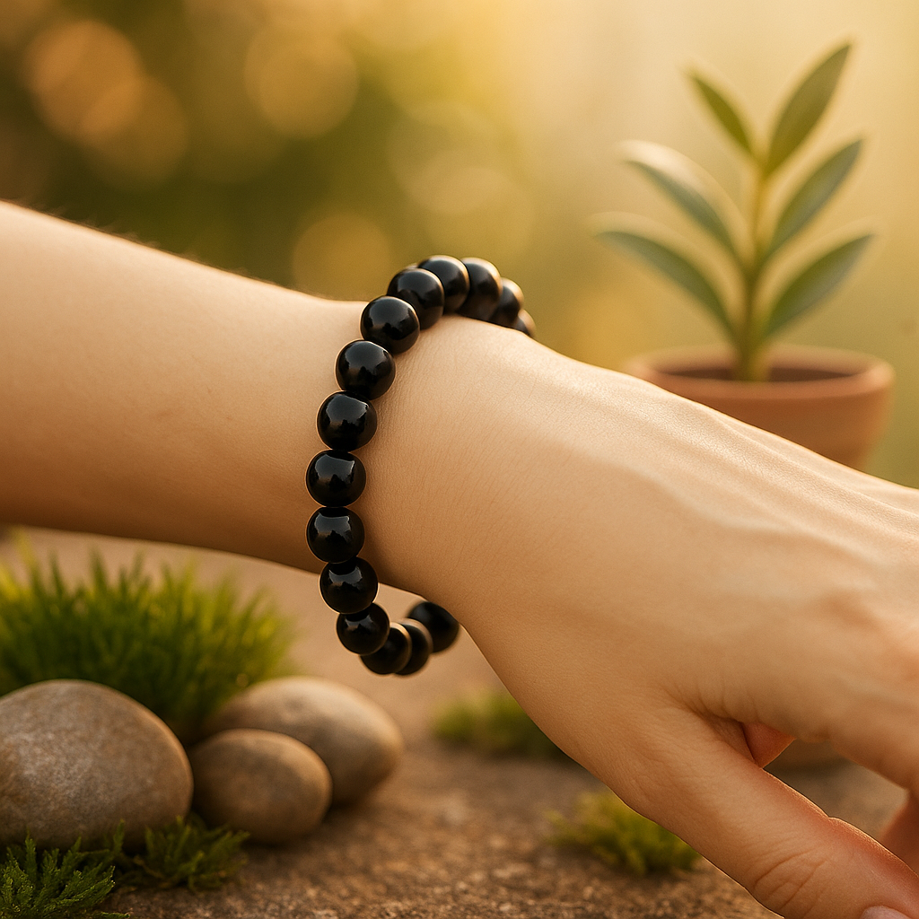 🖤 Bracelet en Onyx Noir Naturel – 6 mm, 8 mm, 10 mm – Qualité extra à A