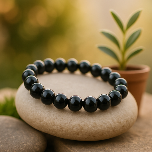 🖤 Bracelet en Onyx Noir Naturel – 6 mm, 8 mm, 10 mm – Qualité extra à A